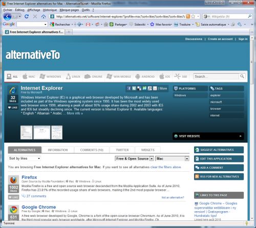 AlternativeTo Internet Explorer