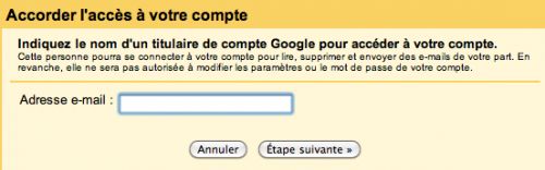 Gmail : partage de boîte