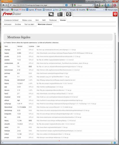 Composants libres de la Freebox